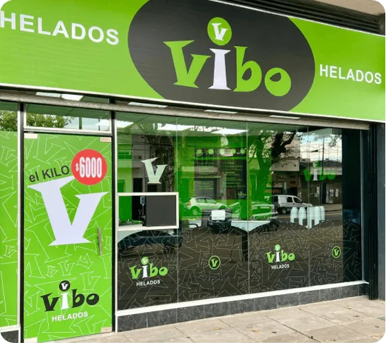 Local Vibo Helados - Cartelería y diseño de marca